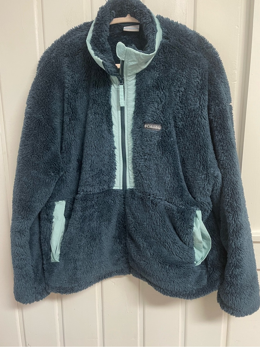 Columbia XL High Pile Fleece Jacket Blue Full Zip Sherpa Outdoor